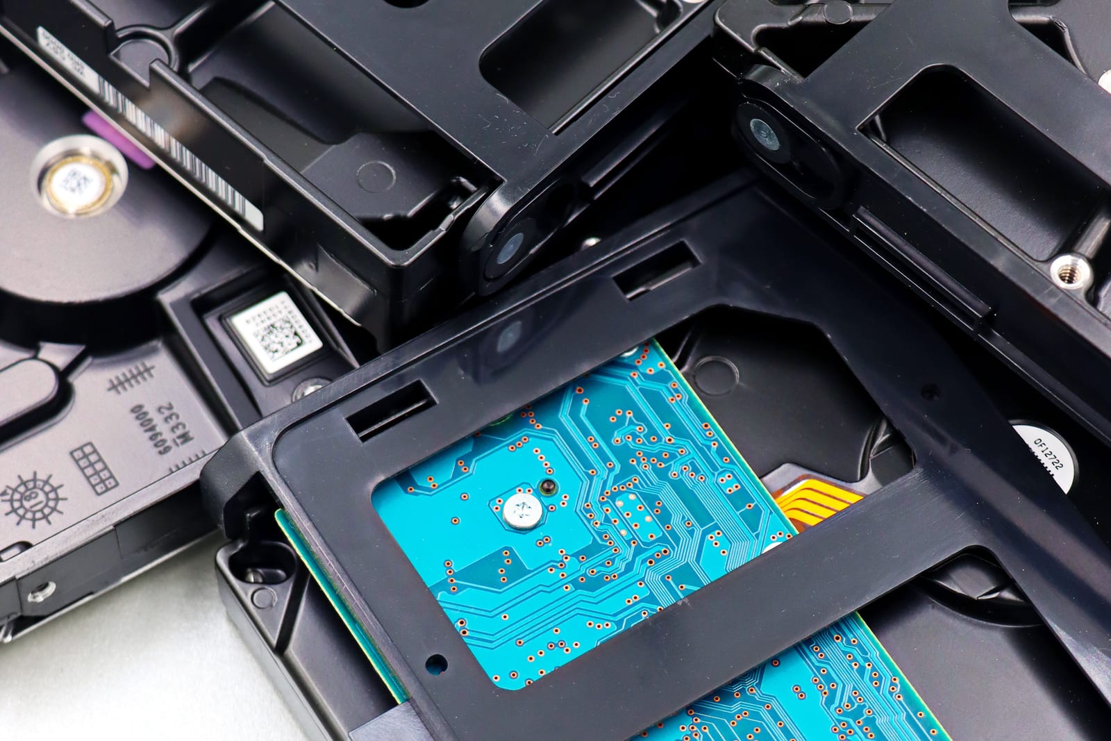 A stack of internal computer storage drives